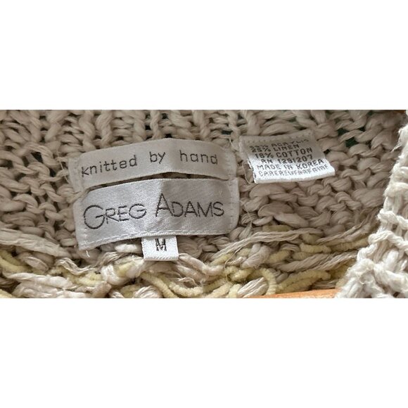 GREG ADAMS Knitted by Hand Fair Island Cardigan Pink Cream White Size Med - Picture 9 of 13